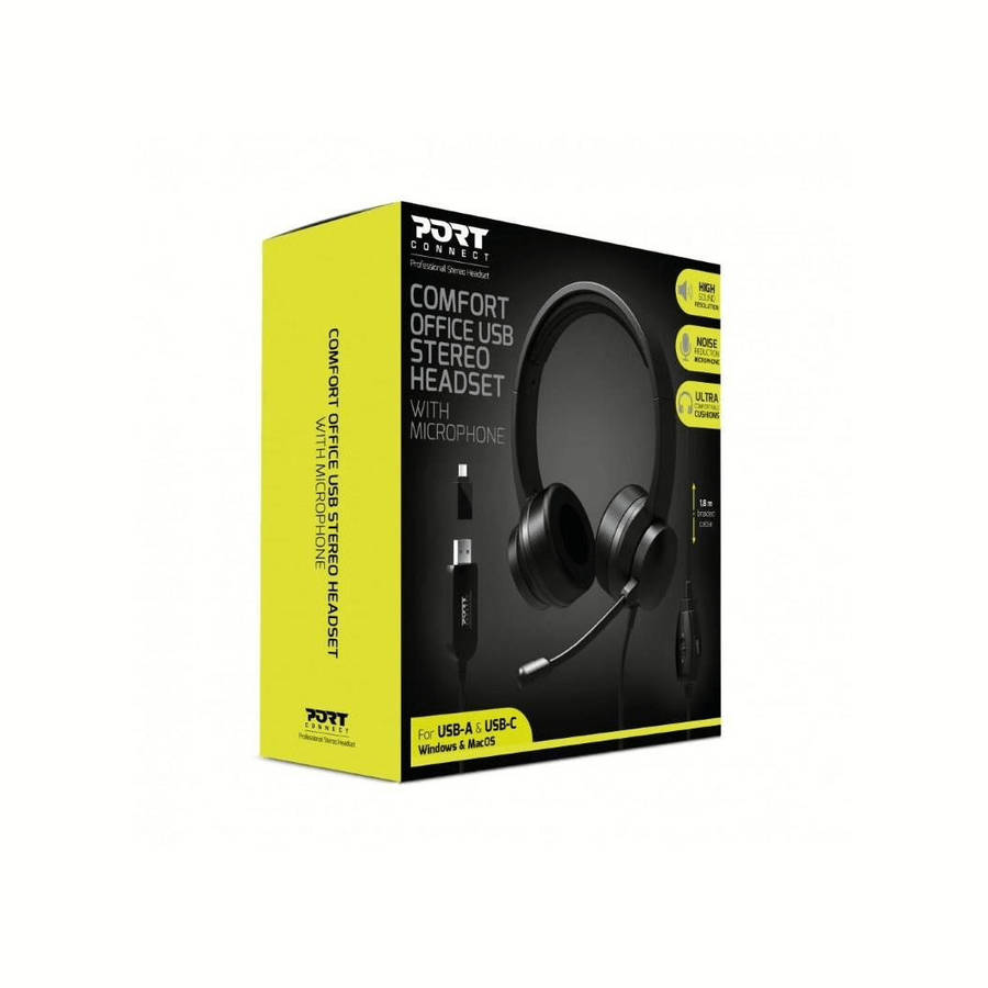 Port Designs Comfort Office USB Stereo Headset with Microphone