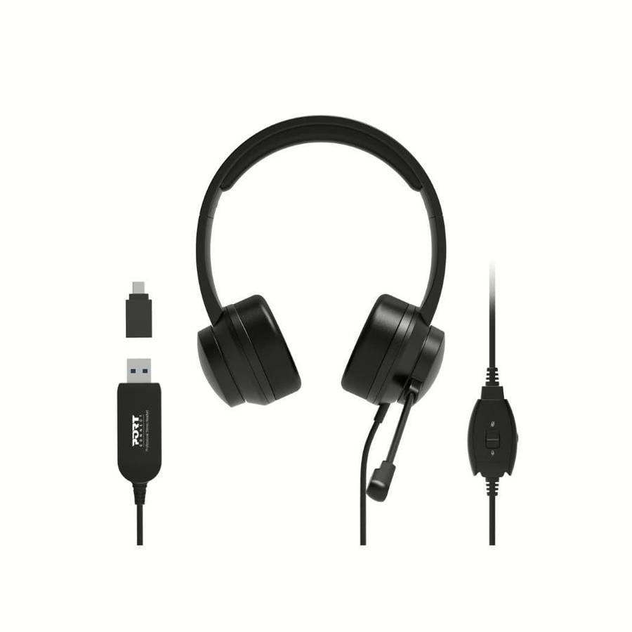 Port Designs Comfort Office USB Stereo Headset with Microphone