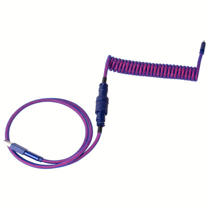 Keychron Premium Coiled Aviator USB Cable | Type-C + USB-A Adapter | Detachable Aviator Connector...
