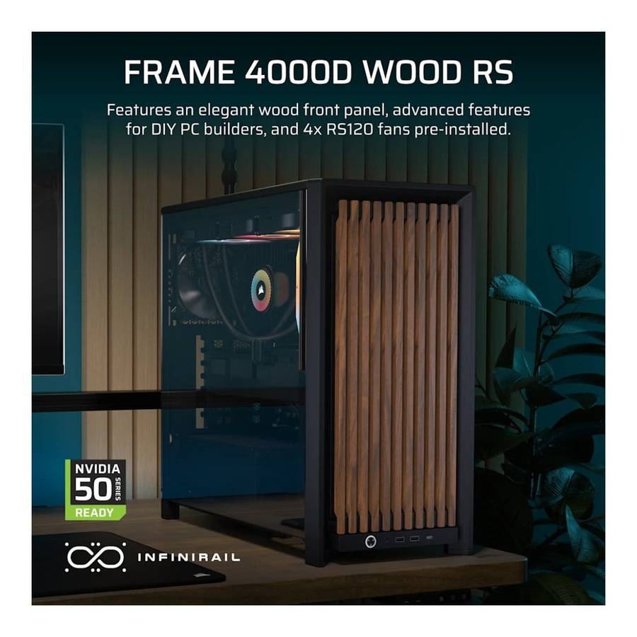Corsair FRAME 4000D RS WOOD Modular Mid-Tower PC Case Walnut