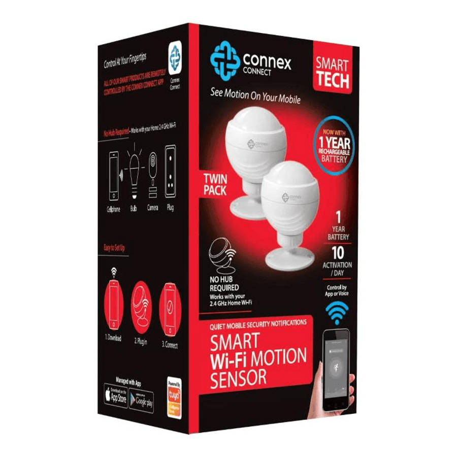 Connex 2-pack Smart WiFi Motion Sensor Rechargeable