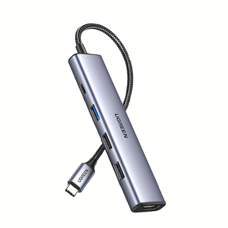 UGREEN Revodok 5-in-1 Type-C Hub | 4K HDMI, USB-A and Type-C Ports  Silver