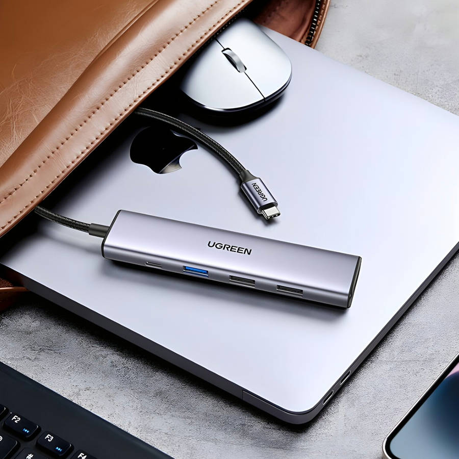 UGREEN Revodok 5-in-1 Type-C Hub | 4K HDMI, USB-A and Type-C Ports  Silver