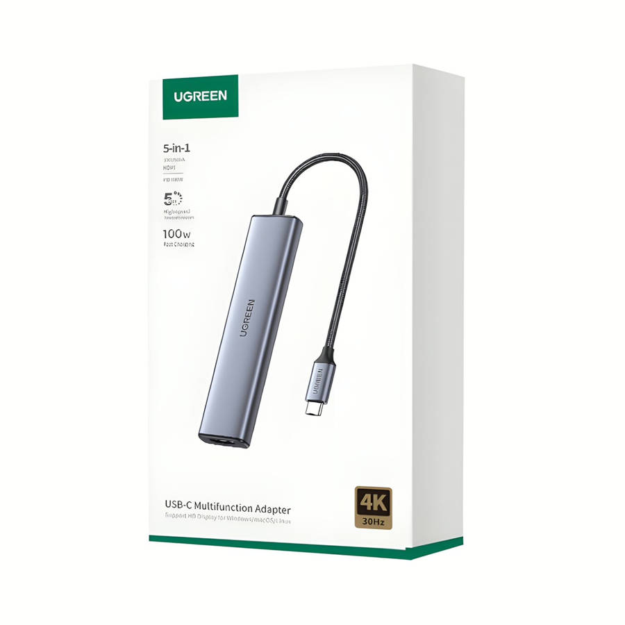 UGREEN Revodok 5-in-1 Type-C Hub | 4K HDMI, USB-A and Type-C Ports  Silver