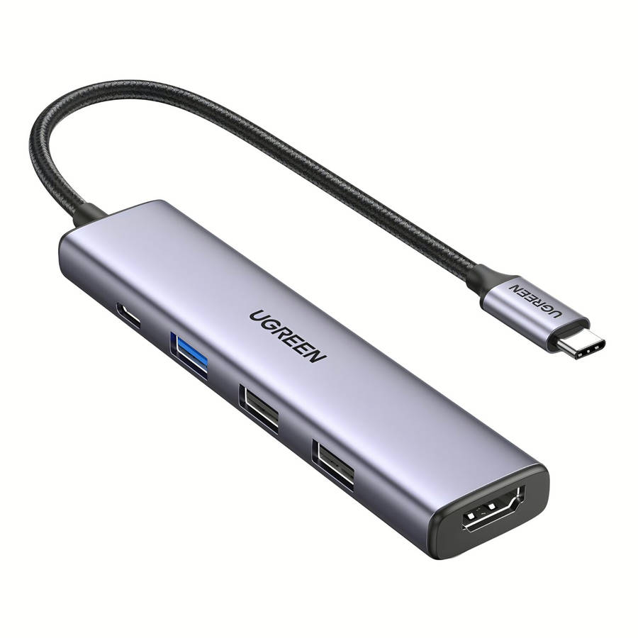 UGREEN Revodok 5-in-1 Type-C Hub | 4K HDMI, USB-A and Type-C Ports  Silver