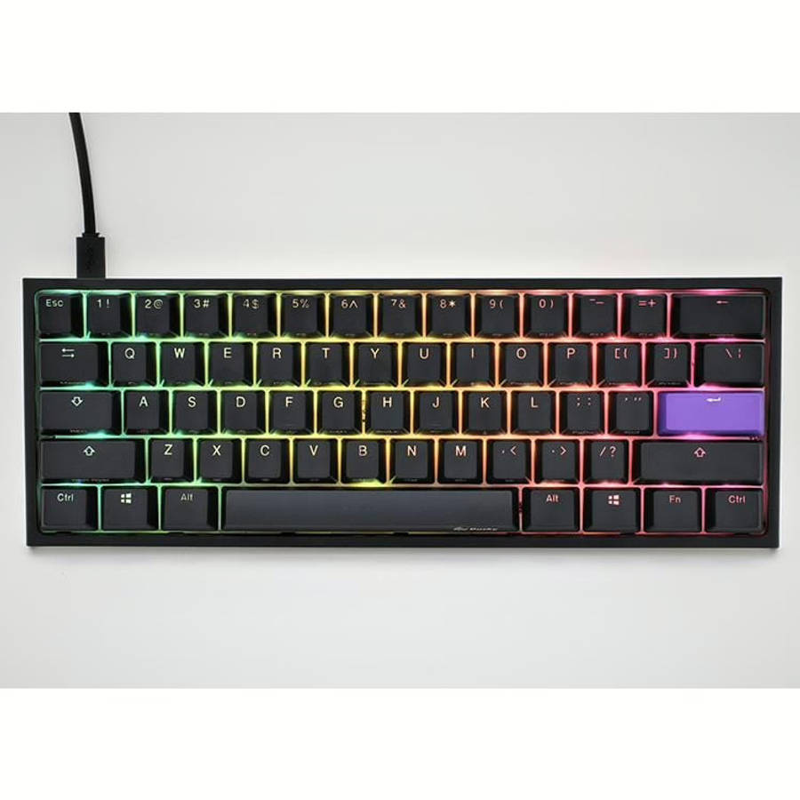 Ducky One 2 Pro Mini 60 Cherry MX Blue Clicky Mechanical Wired Gaming Keyboard - Black