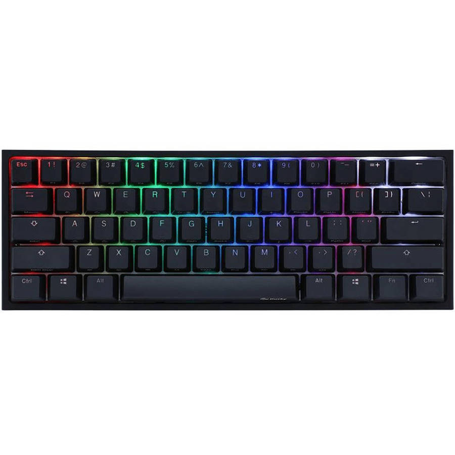Ducky One 2 Pro Mini 60 Cherry MX Blue Clicky Mechanical Wired Gaming Keyboard - Black