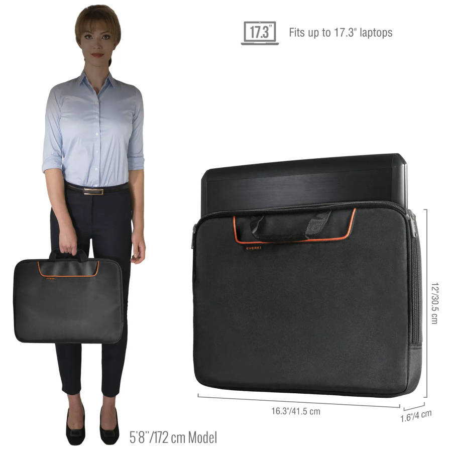 Everki EKF808S17B 17.3-inch Notebook Sleeve Case Black Orange
