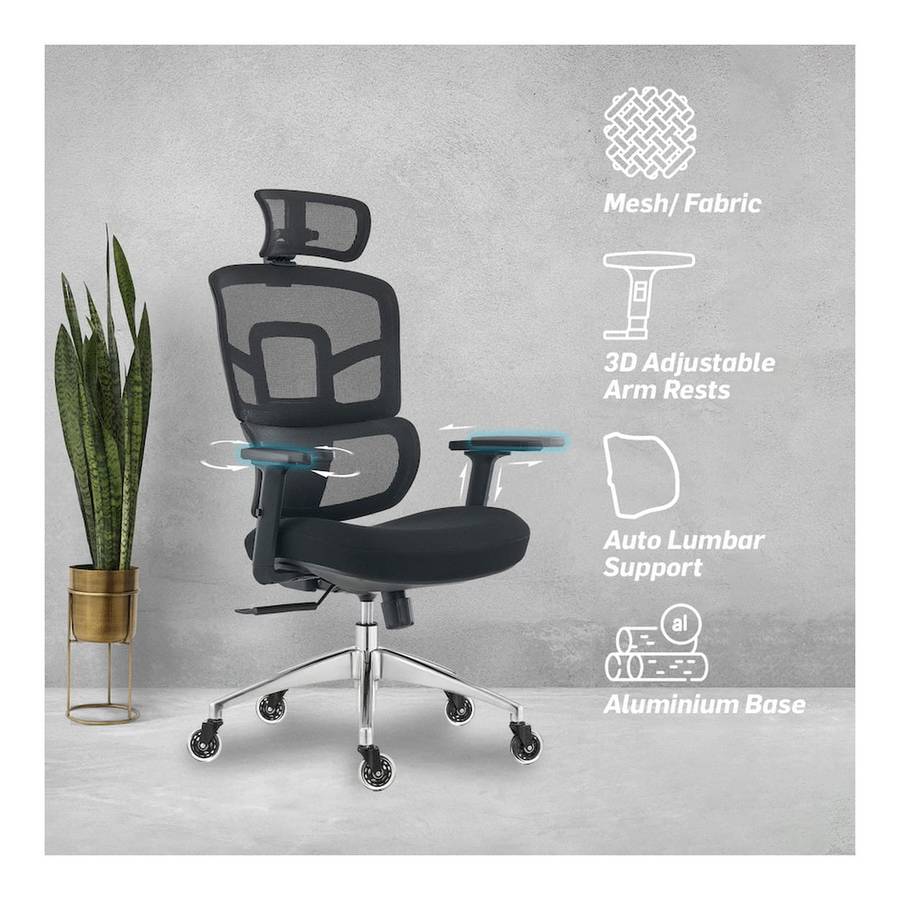 Everfurn Premium Graphite Ergo High Back Chair Black