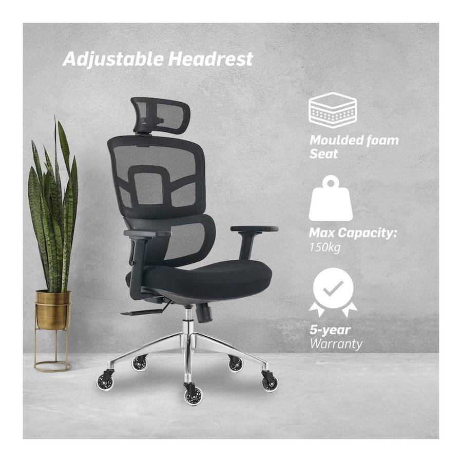 Everfurn Premium Graphite Ergo High Back Chair Black