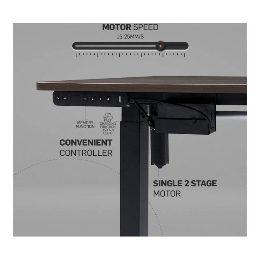 Everfurn Berlin Height-Adjustable Desk Base and Controller Black