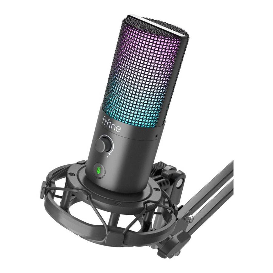 Fifine T669 Pro3 RGB Microphone with Pop Filter and Boom Arm Stand