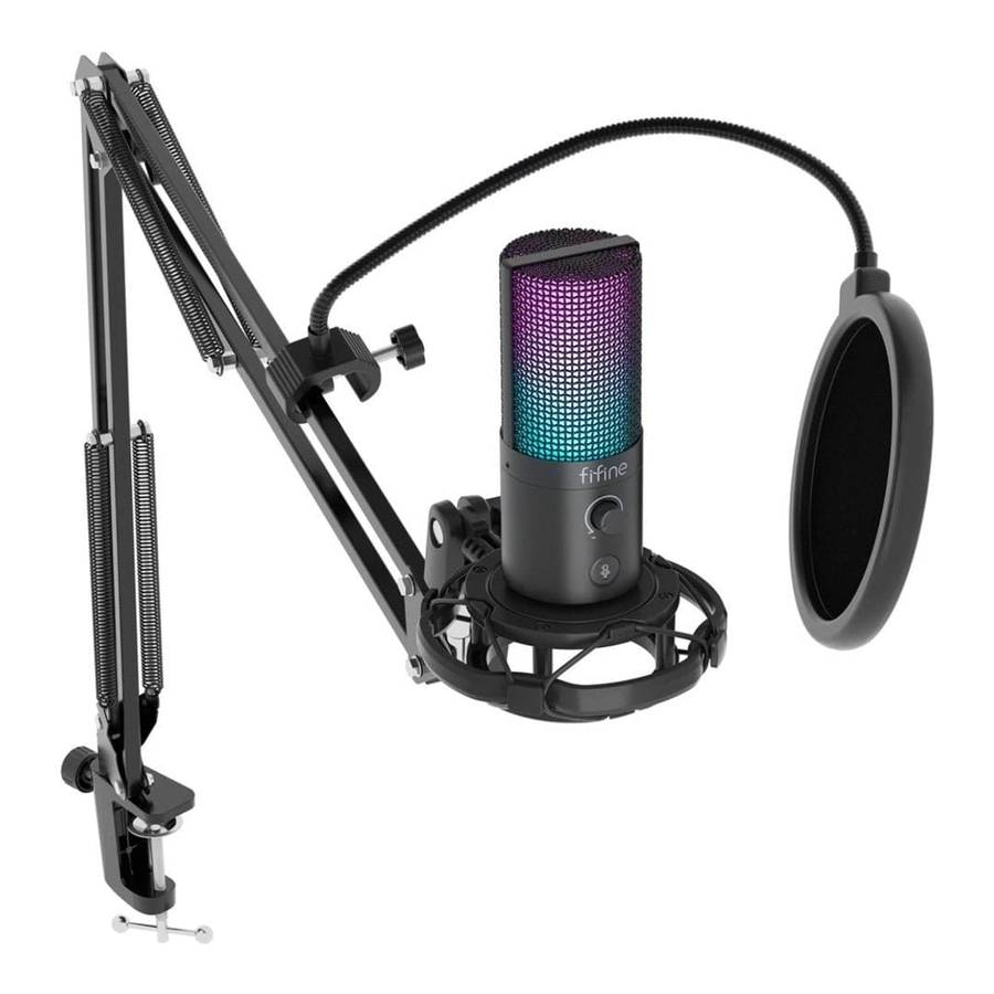 Fifine T669 Pro3 RGB Microphone with Pop Filter and Boom Arm Stand