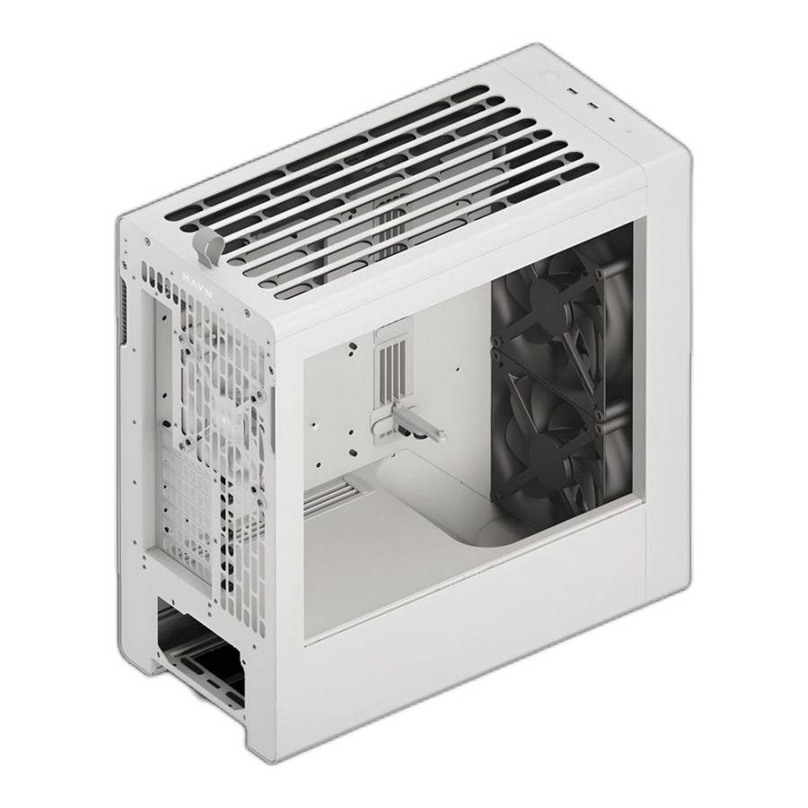 HAVN BF 360 Flow Tempered Glass E-ATX Mid Tower Gaming PC Case White