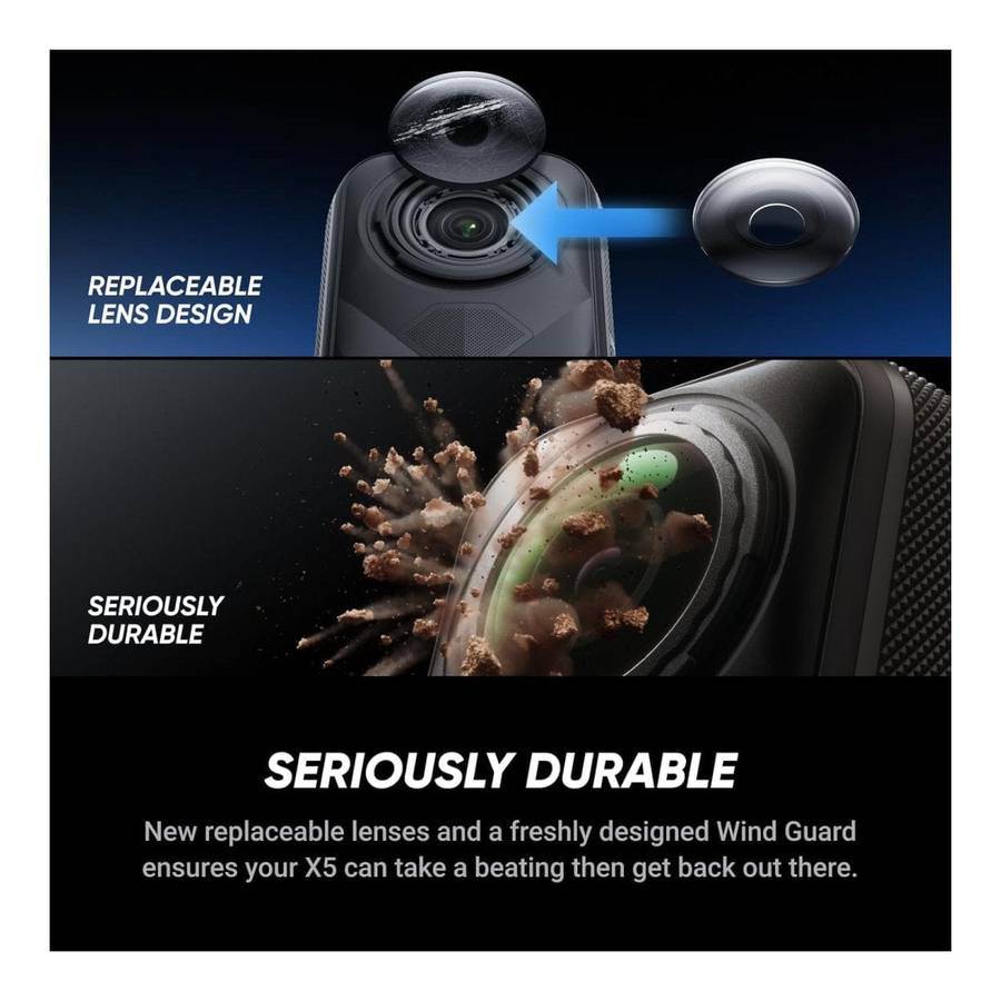 Insta360 X5 8K 6mm 360 Degree Action Camera Black with Essential Bundle