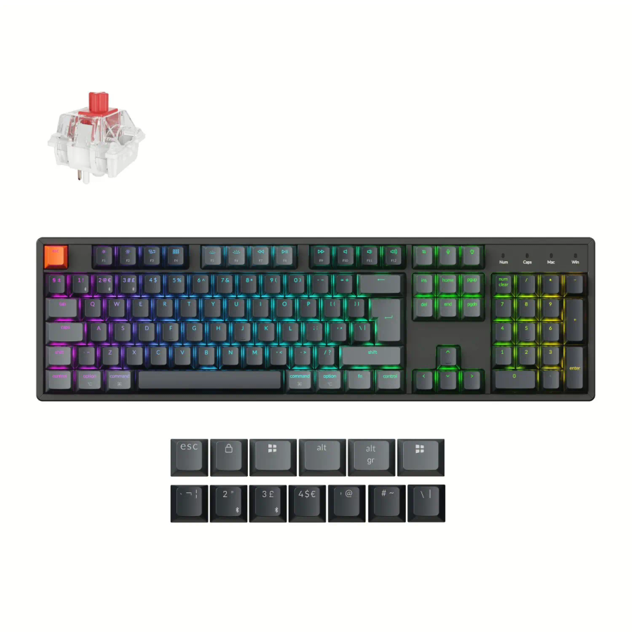 Keychron K10 QMK Full-size RGB Wireless Custom Mechanical Keyboard V.2 (Super RED Switch) ? Black