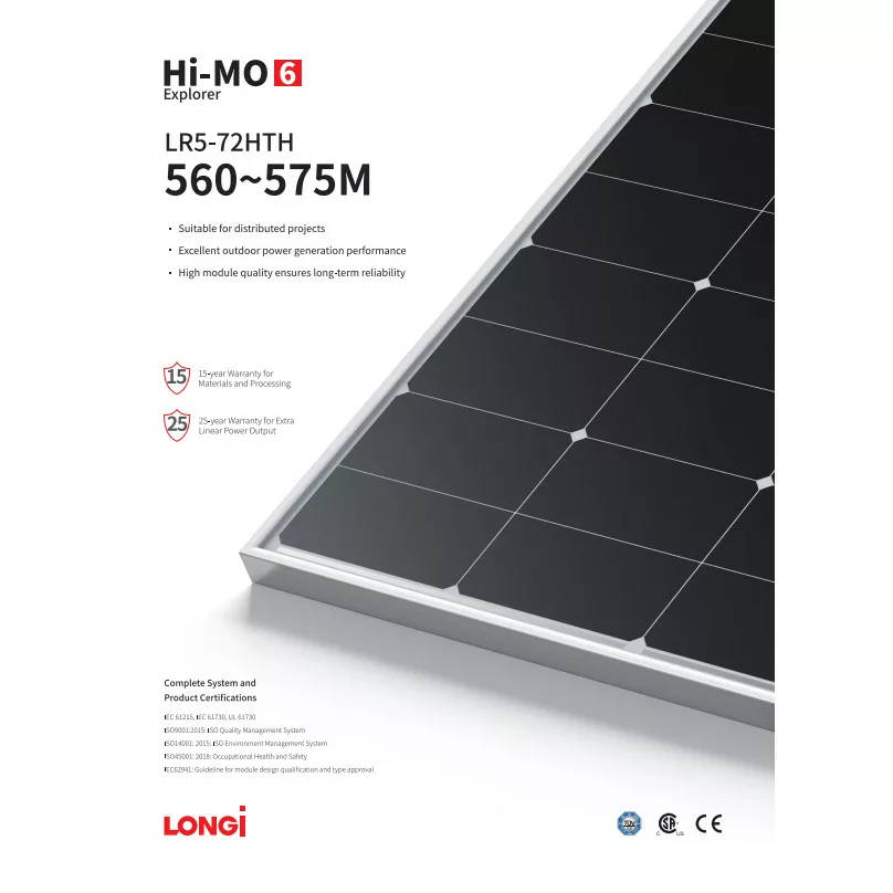 Longi 575W LR5-72HTH-575M Mono Solar Panel