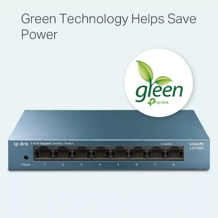 TP-Link LS108G 8-Port 10/100/1000 Mbits Desktop Switch Unmanaged Blue