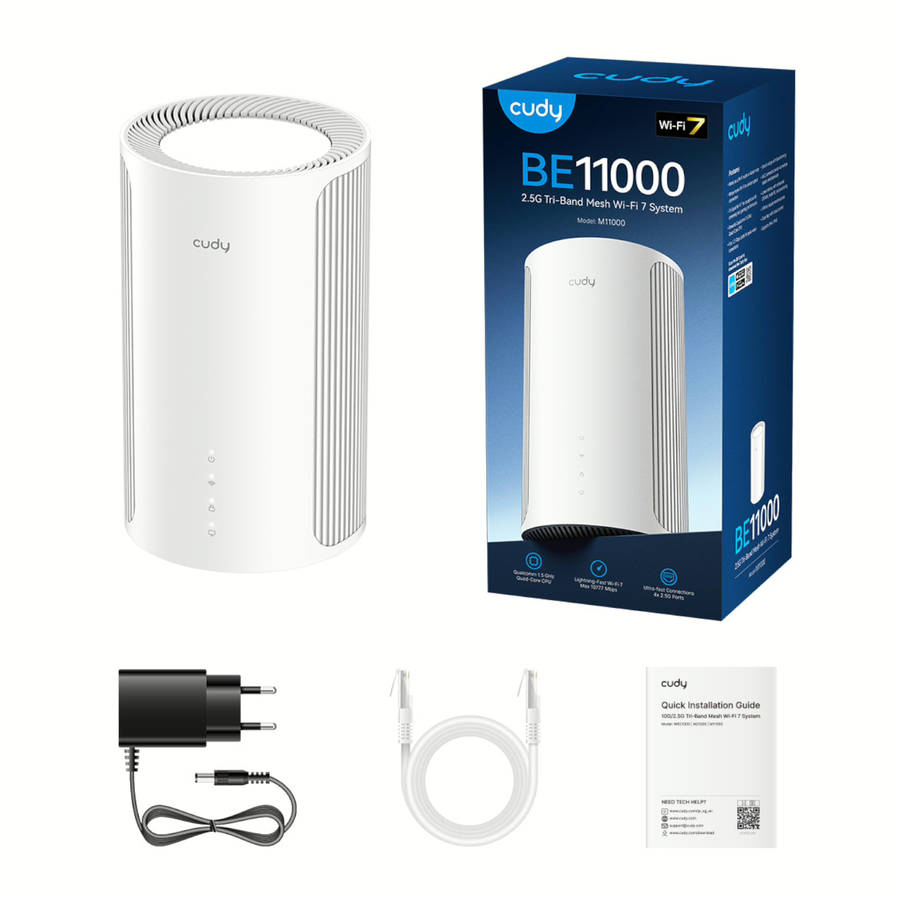 Cudy BE11000 Wi-Fi7 Tri-band Mesh Wi-Fi System (1 Pack)-White