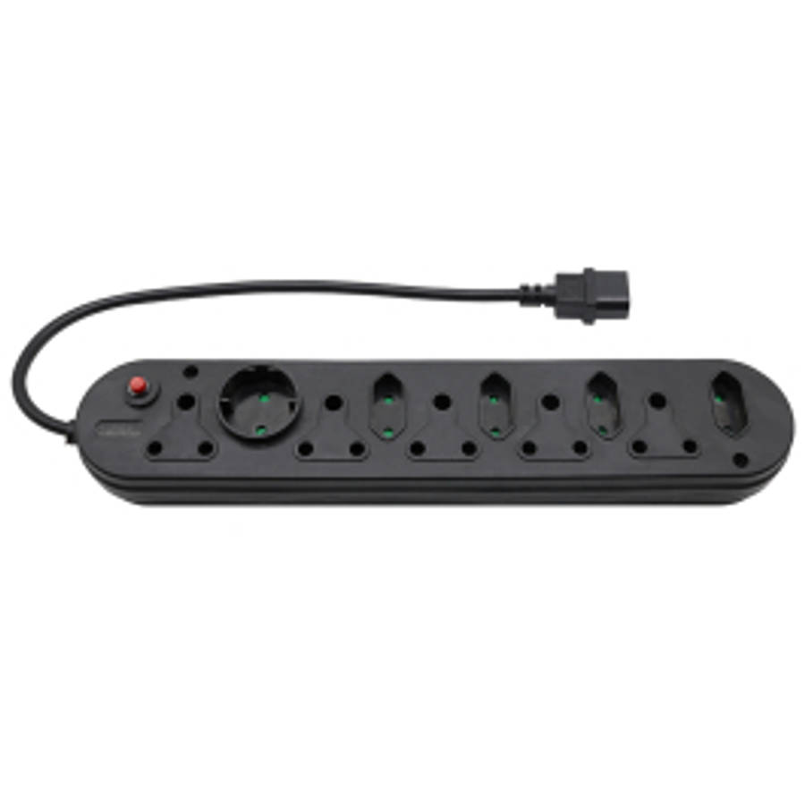 Multi Plug 5x16A 5x5A 0.5m IEC Cord Black
