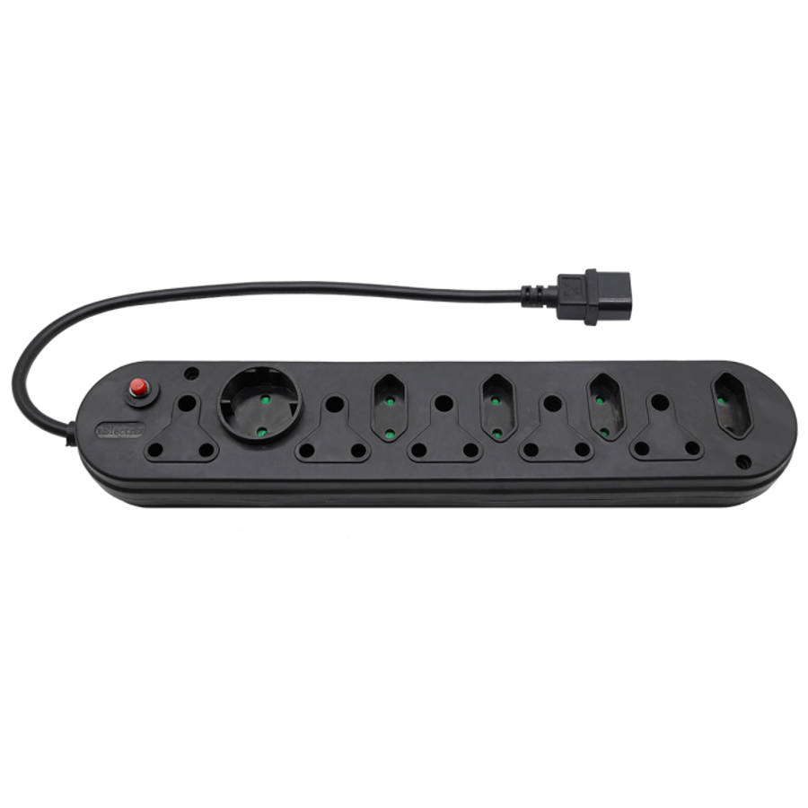Multi Plug 5x16A 5x5A 0.5m IEC Cord Black