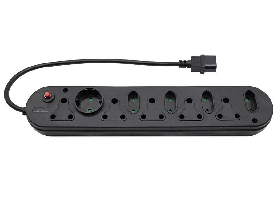 Multi Plug 5x16A 5x5A 0.5m IEC Cord Black