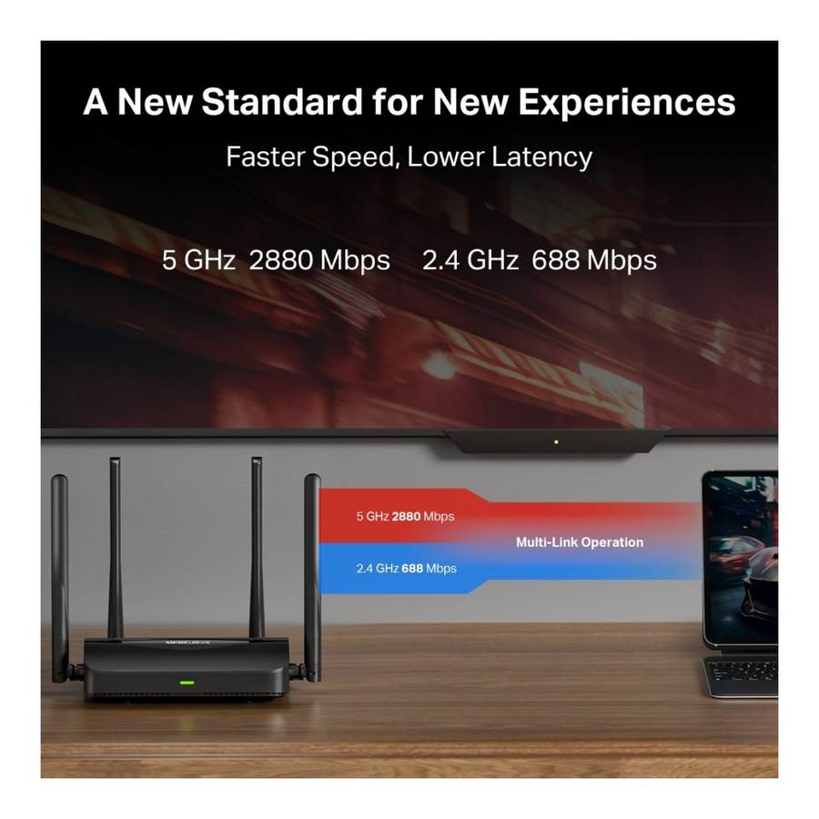 Mercusys BE3600 Dual-band Wi-Fi 7 Router Black