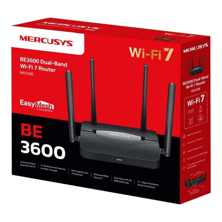 Mercusys BE3600 Dual-band Wi-Fi 7 Router Black