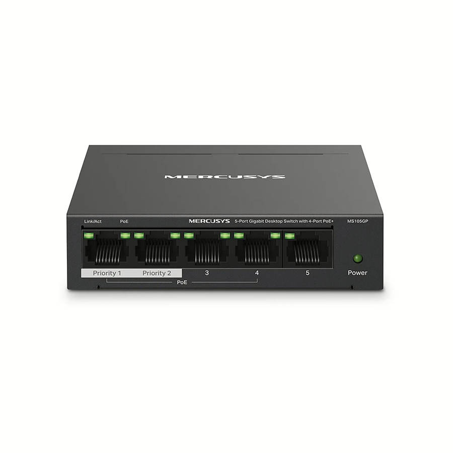 Mercusys MS105GP 5-Port Gigabit Desktop Switch with 4-Port PoE+