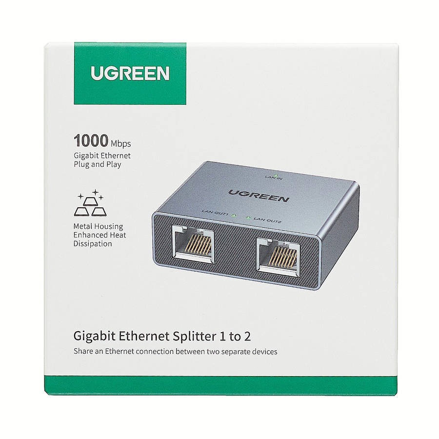 UGREEN 1-to-2 Gigabit Ethernet Splitter, 1000Mbps LAN Network Adapter