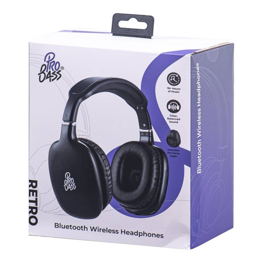 Pro Bass Retro Wireless Headphone Black