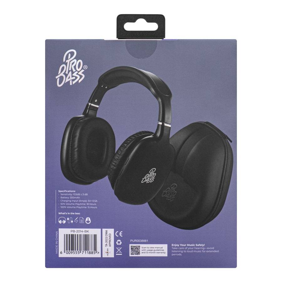 Pro Bass Retro Wireless Headphone Black