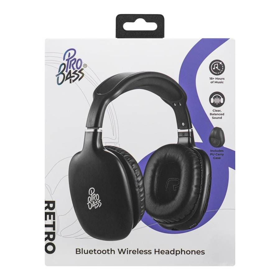 Pro Bass Retro Wireless Headphone Black