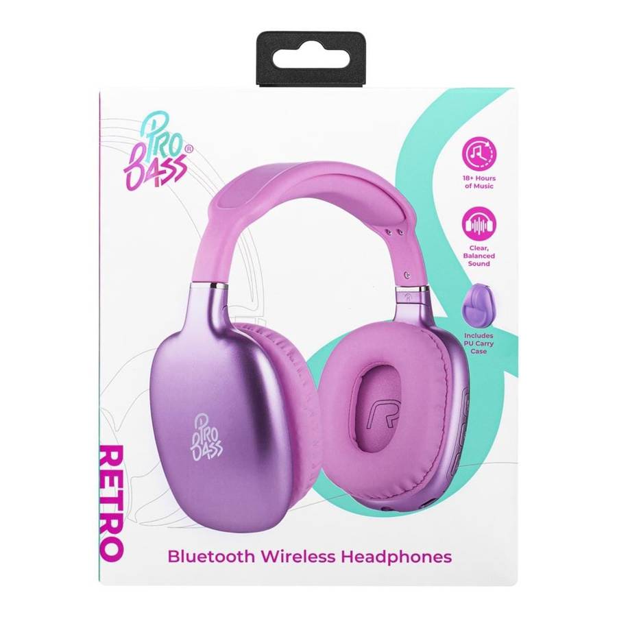 Pro Bass Retro Wireless Headphone Pink