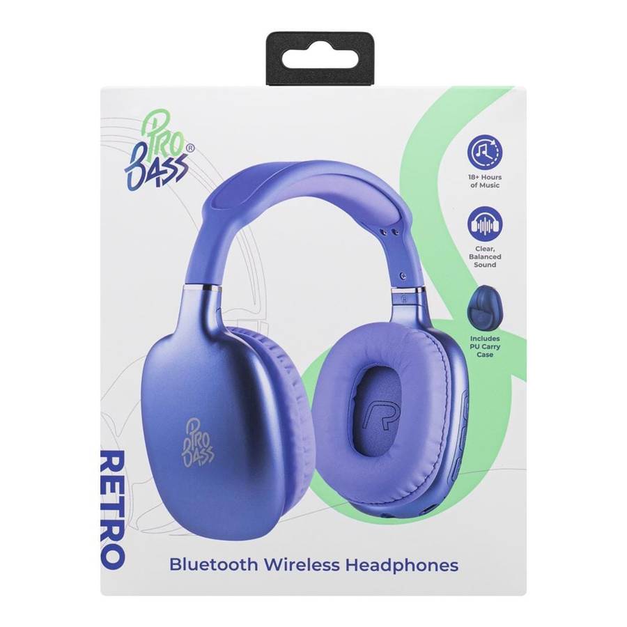 Pro Bass Retro Wireless Headphone Purple