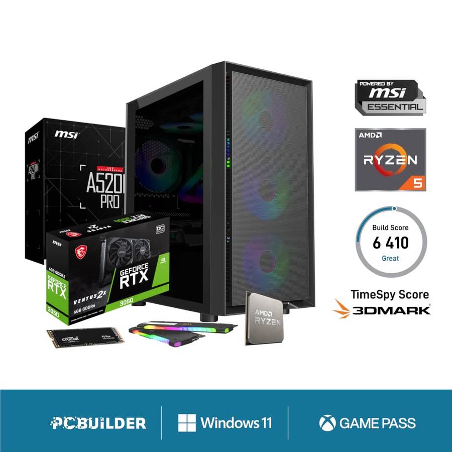 PCBuilder AMD Ryzen 5 5500 SCOUT Windows 11 Gaming PC