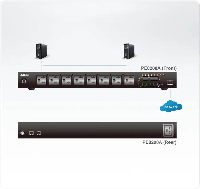 Aten PE8208G 1U 16A 8 AC Outlet PDU