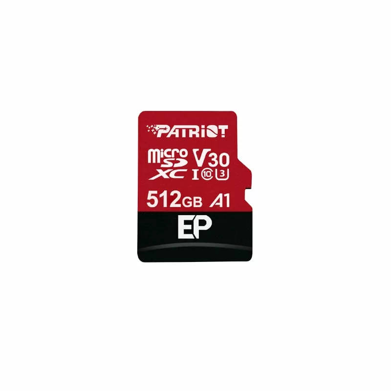 Patriot EP 512GB microSDXC V30 A1 Memory Card with SD Adapter