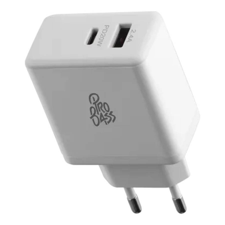 Pro Bass RapidCharge Series 32W Dual USB Wall Charging Adapter White