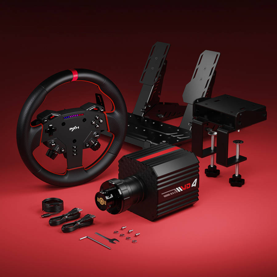 PXN VD4 Direct Drive Sim Racing Wheel  PD-HM Dual Pedal  Z8 Clamp Bundle