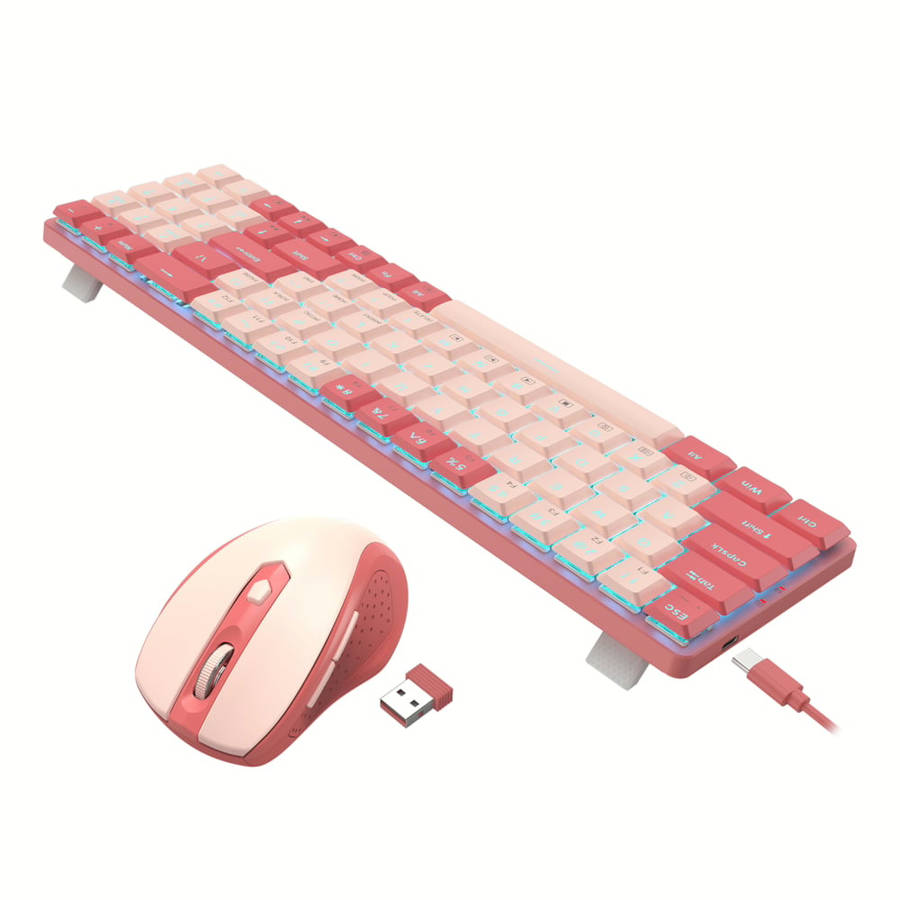 Redragon BS8772 Wireless Keyboard and Mouse Combo - Red/Pink