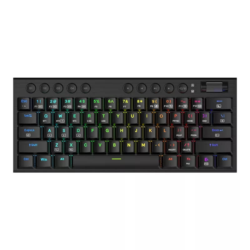 Redragon Noctis Pro 61-Key Red Switch RGB Low Profile Wireless Gaming Mechanical Keyboard - Black