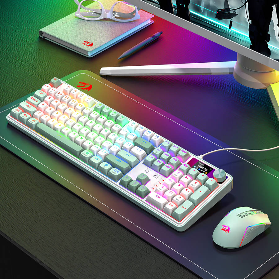 Redragon WYVERN K761 Pro Full-size RGB Wireless Mechanical Gaming Keyboard - White/Green