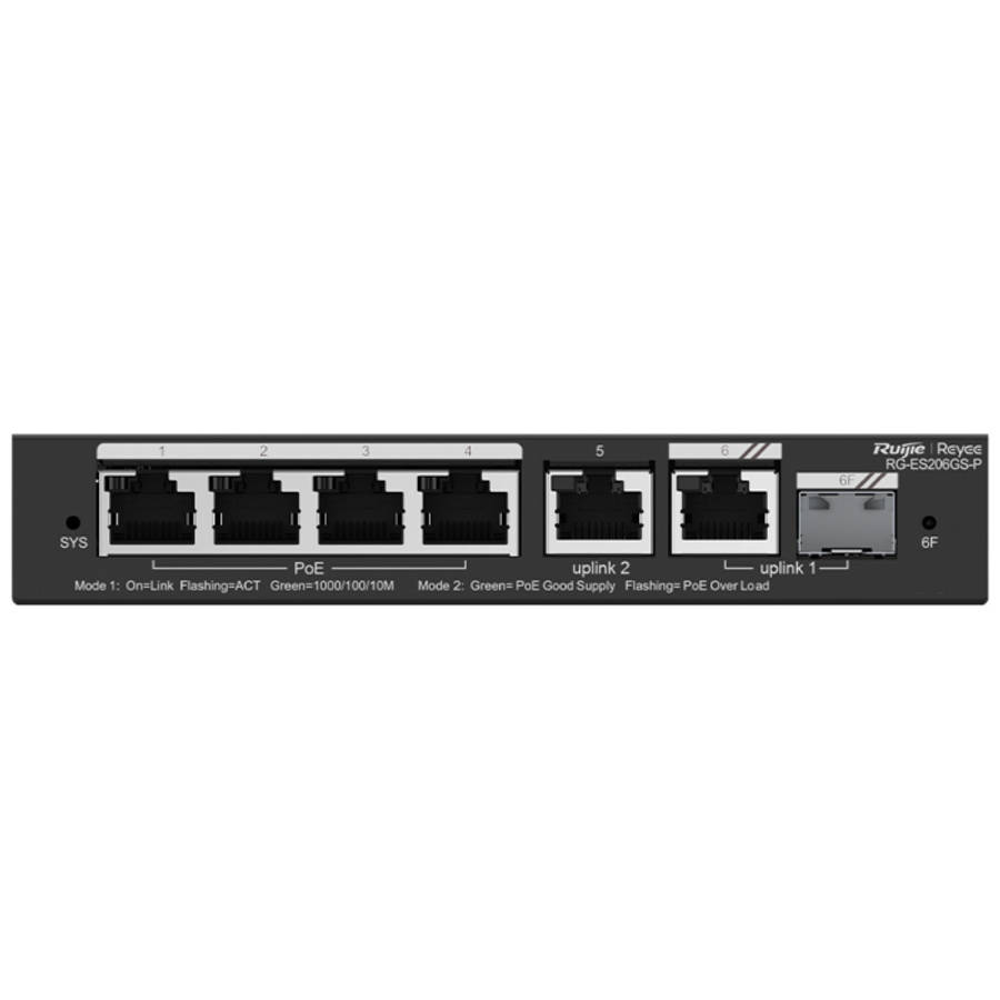 Reyee 6 Port Gigabit with 4 PoE 54W 1SFP Combo Port Smart Managed Switch