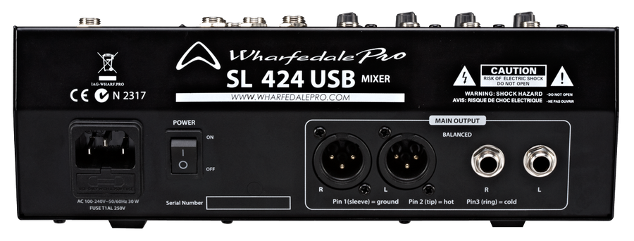 Wharfedale 8-Channel, 4 Mic, 2 Stereo, 2 Bus Mixer with USB