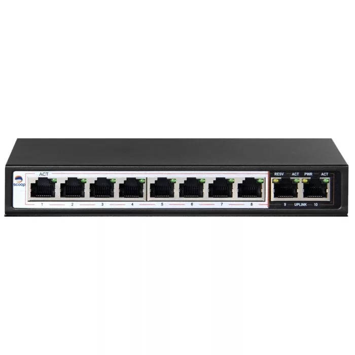 Scoop 10-port 96W Gigabit AI PoE Network Switch