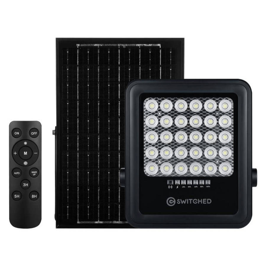 Switched Urban Pro Series 100W Floodlight with Solar Panel and Remote