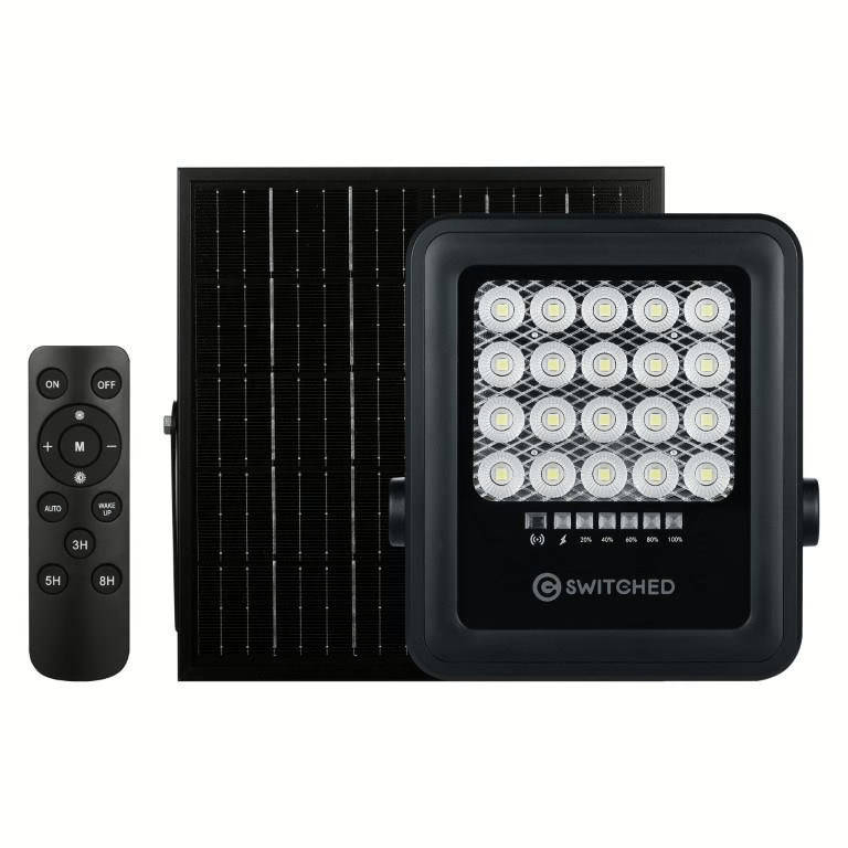 Switched Urban Pro Series 50W Floodlight with Solar Panel and Remote