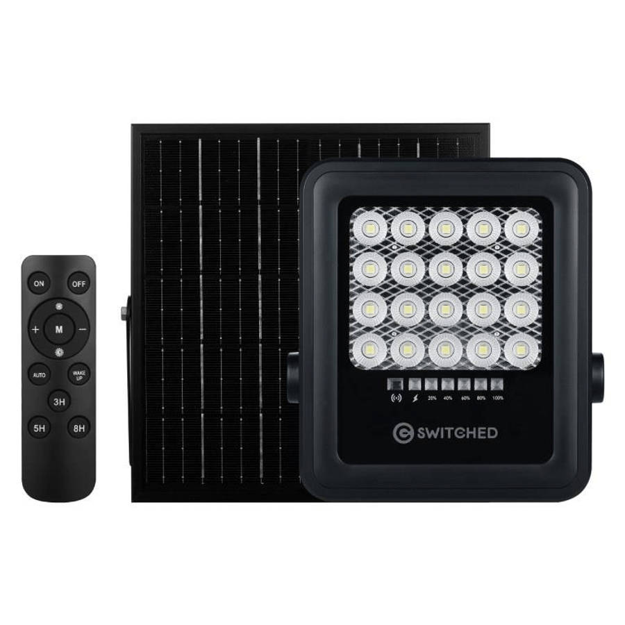 Switched Urban Pro Series 50W Floodlight with Solar Panel and Remote