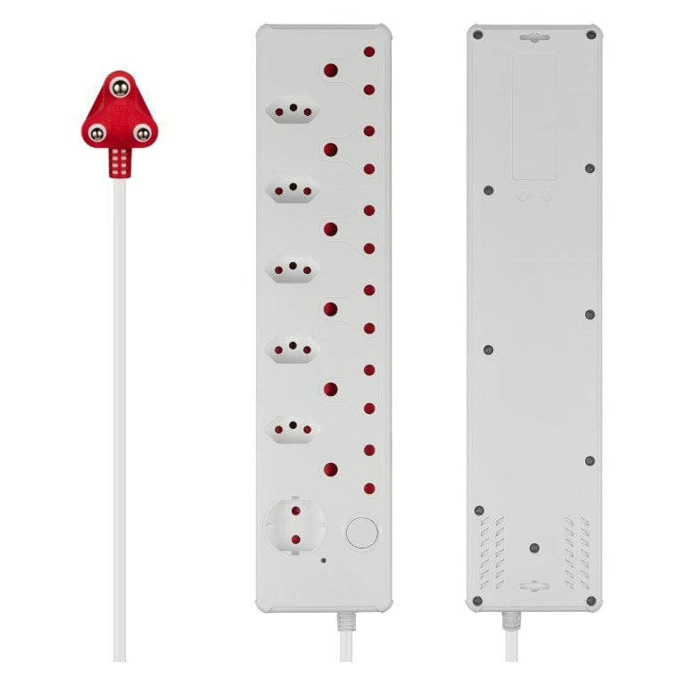Switched 12-way Medium Surge Protection Multiplug with 0.5m Cord White